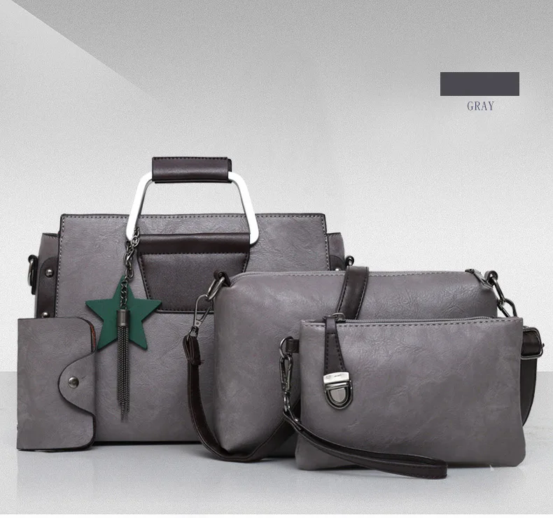

Simple and Fashion One-Shoulder Rectangular Messenger Totes,Four-piece Lady Composite Bag for Women