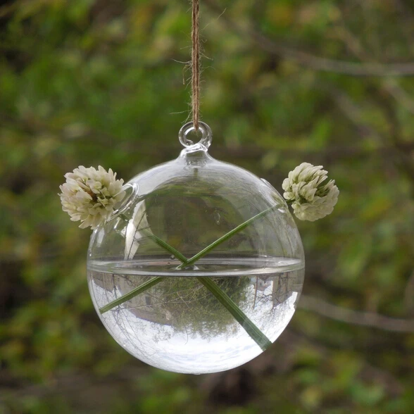 Diameter = 8cm 45pcs/pack Round Bottom Hanging Glass Ball Vase Home