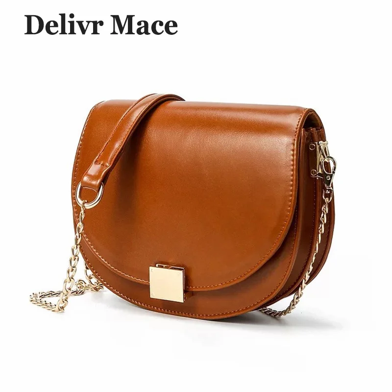 

Vintage Brown Women Messenger Bags Female 2018 HaLf Moon PU Shoulder Bags Lady Crossbody Bag Girl Brand Handbag drop shipping