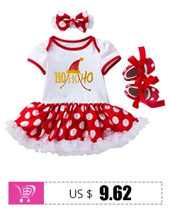 Sundae Angel Infant Baby Girl Clothes Long Sleeve Cartoon Print Rompers Red bowknot Skirts Headband Christmas Newborn Outfit