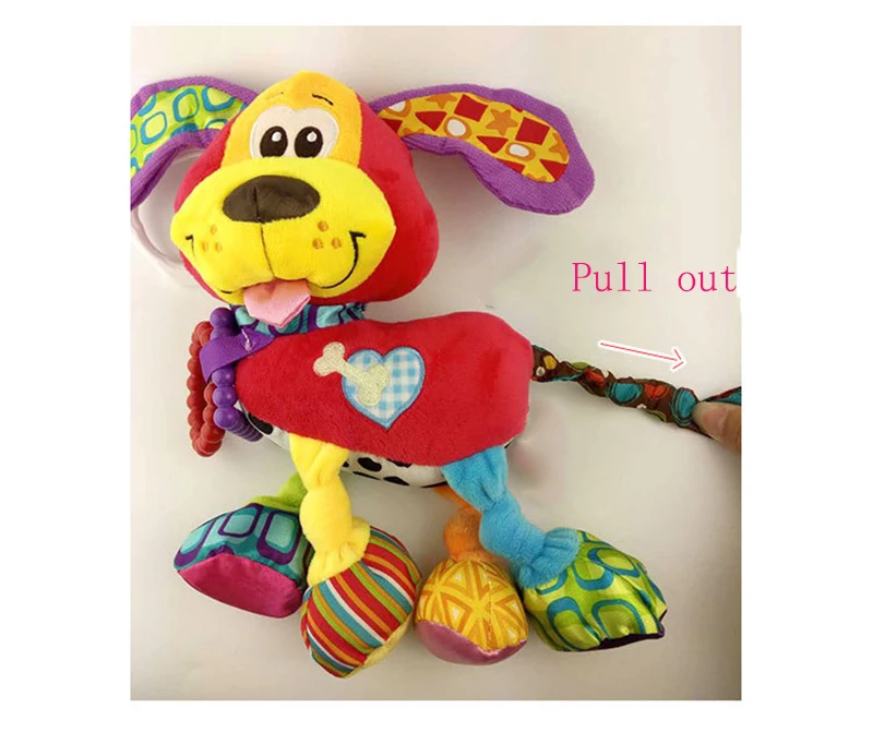 35*22CM Musical Cute Rattles Bed Crib Stroller Kids Stuffed Doll Vibrator Dog Hand Bell Shake RingToy With Teether D012 13