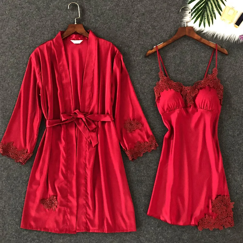 Новый PKSAQ для женщин пижамы элегантный кружевной халат и платье наборы для ухода за кожей сна Lounge ночное халат Ночное платье халат с