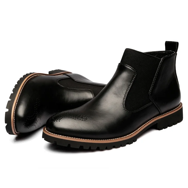 NPEZKGC/осенне зимние ботинки челси из натуральной кожи Мужская обувь в винтажном