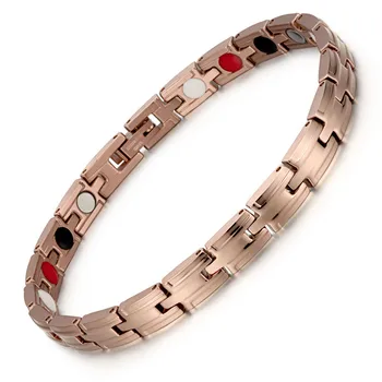 

Stainless Steel Vacuum Plating Rose Gold Magnet Bracelet Negative Ion Far Infrared Germanium Bracelet