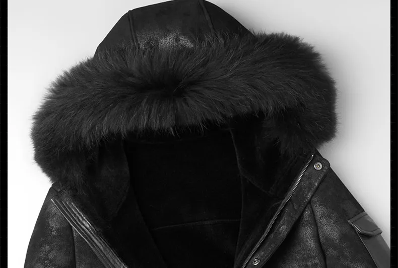 Genuine Leather Jacket Winter Jacket Men Raccoon Fur Collar Sheepskin Coat for Men Wool Fur Liner Warm Jacket F-CQ-1807 MY1808