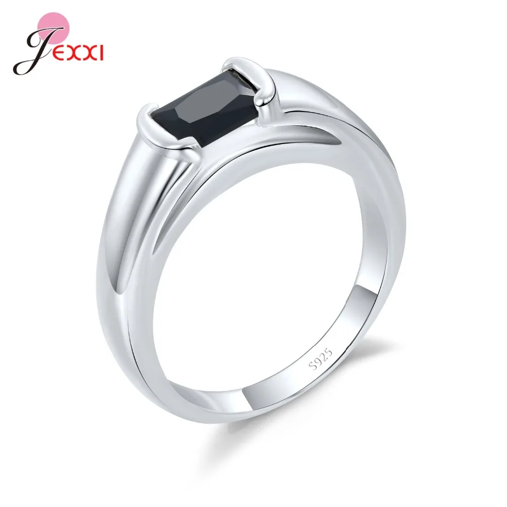 

GIEMI Genuine 925 Sterling Silver Hard Cubic Zirconia Double Color Simple Design Generous Female Male Accessories Rings Gift