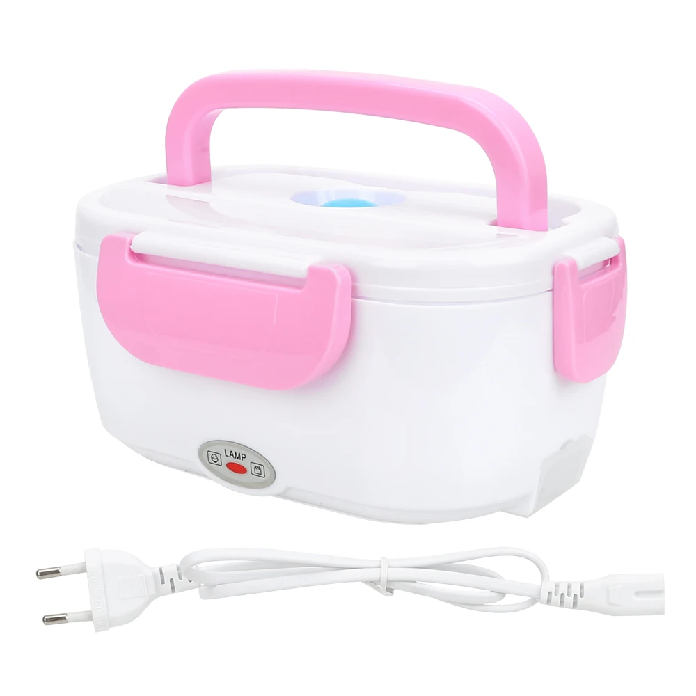 NICEYARD Portable 220V/110V Lunch Box Electric Heating US/EU Plug Food Warmer Heater Cartoon Bento Box Food Storage Container - Цвет: Pink EU Plug