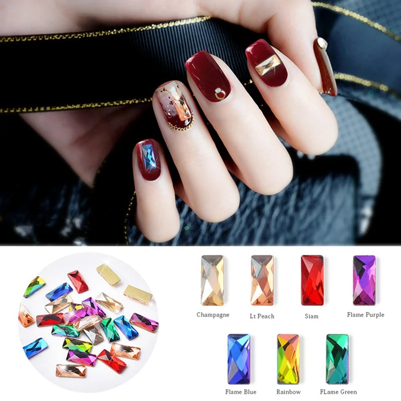 10 шт Разноцветные прямоугольные драгоценные камни стразы для дизайна ногтей хрустальные украшения блестки DIY 5x10 мм ювелирный камень аксессуары для ногтей