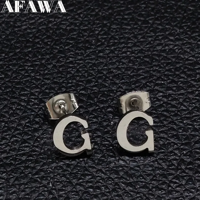 

6 Pair Wholesale 2019 Fashion Stainless Steel Earings Women Jewelry Silver Color G Letter Small Earrings Jewelry brinco E612443