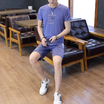 

New arrival men's T shirt 2 PC Top shirt + shorts summer two-piece short sleeve Casual basic t-shirts Cool letter shirt shirts