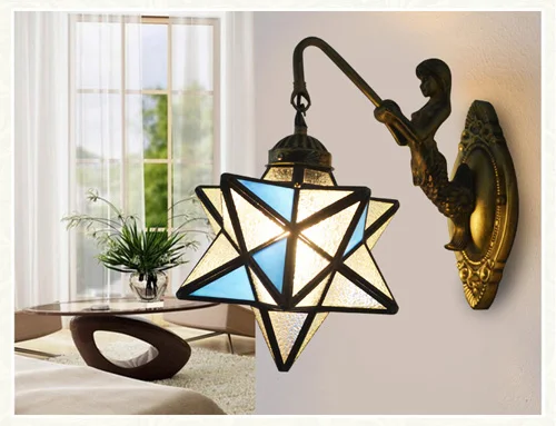 Mediterrane Tiffany Mermaid Glas Blaker Wandlampen Wandlamp Licht