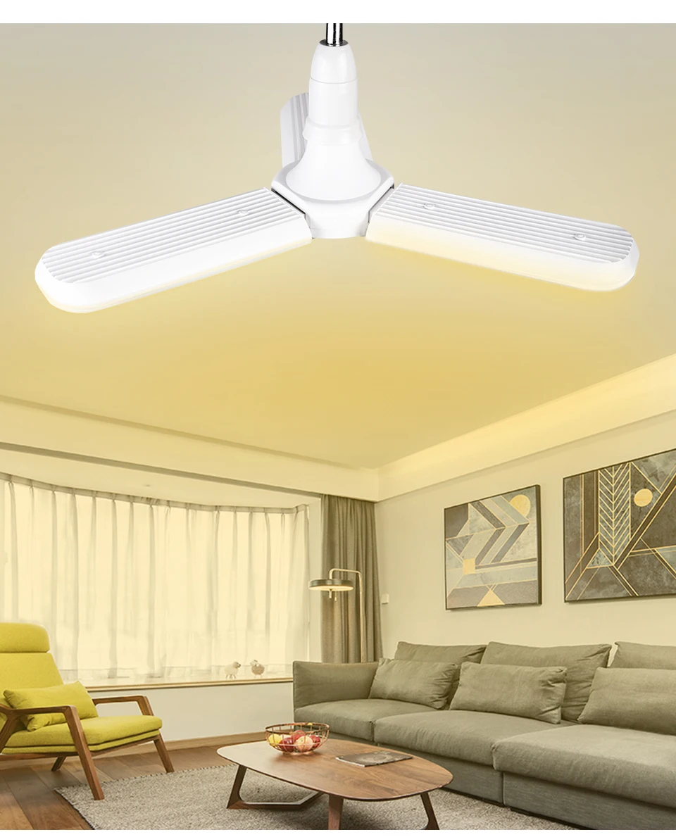 EeeToo Modern Ceiling Pendant Lamps Fan Blade LED Bulb 30W 45W Pendant Light Industrial E27B22 LED Light Bulb for Bedroom Home (23)