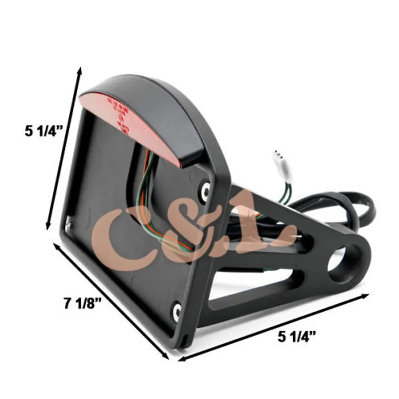 Мотоцикл боковое Крепление номерной знак Прямоугольник светодиодный задний тормозной светильник, пригодный для Harley Customs Choppers Black