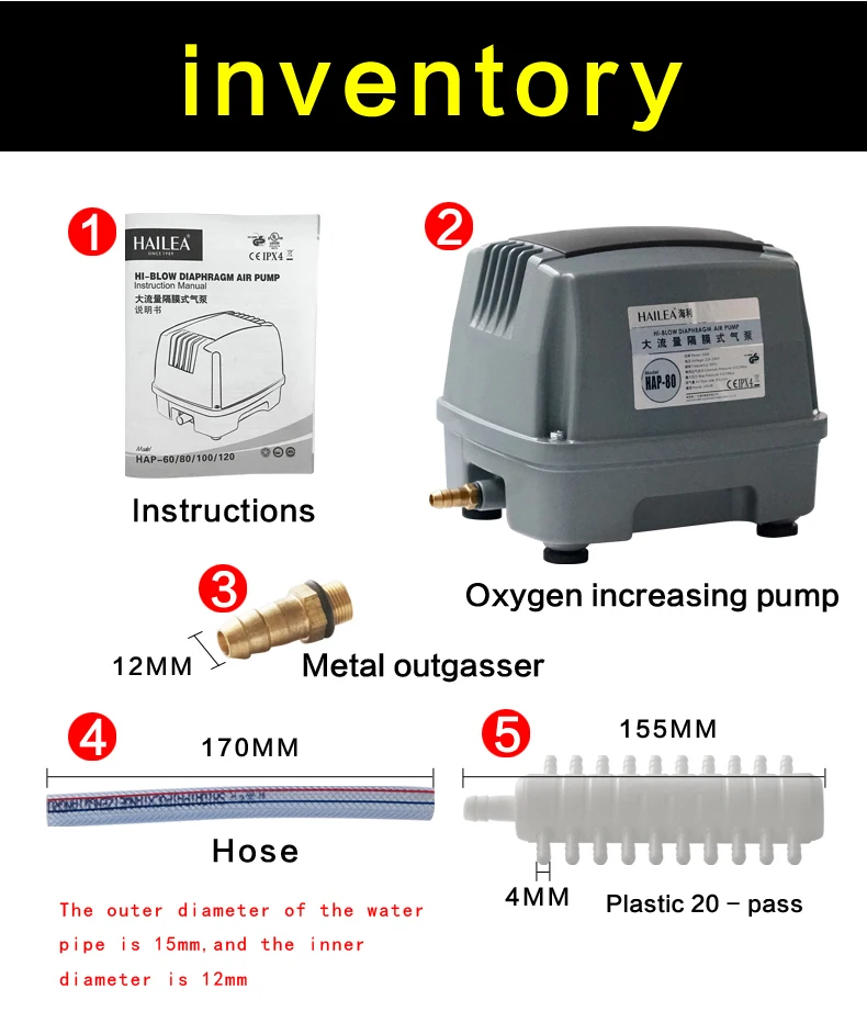 HAILEA HAP-60 hi-flow мембранный воздушный насос для koi пруда немой увеличение содержания кислорода насос для морской бассейн 45 Вт 60л/мин широкое применение