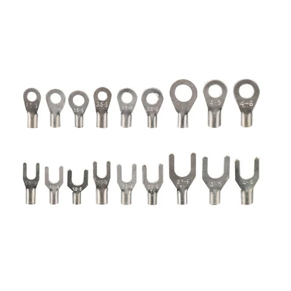 420Pcs/Box 18 In 1 Terminals Non Insulated Ring Fork U type Brass