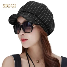 FANCET, повседневные Весенние шапки Newsboy, шапки для женщин, в полоску, с принтом, хлопок, элегантные, регулируемые, летние береты, шапки для девочек UPF50+ 89046