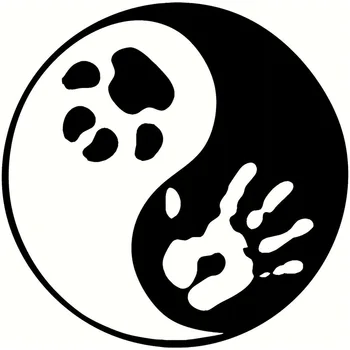 

14*14CM Yin Yang Pet Cat Dog Paw Print Car Window Decal Classic Car Motorcycle Decorative Stickers C6-1041