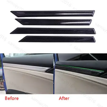 

4pcs Carbon Fiber Color Fit For Honda Civic 2016 2017 Door Handle Cover Stripe Trim