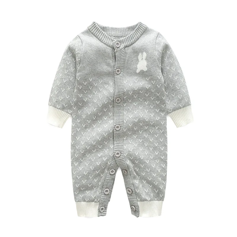 

Winter Warm Newborn Infant Rompers Cute Rabbit Knitted Toddler Girls Jumpsuit Autumn Outerwear Baby Overalls Kids Costumes 0-24M