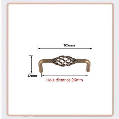 KAK 5 шт. Винтаж старинный Бронзовый Шкаф ручки выдалбливают клетка ручки выдвижных ящиков дверные ручки к шкафу ручка для мебели - Цвет: Handle-U96GB