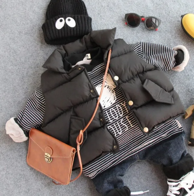 

only vest 1pc 2-8Y new 2016 autumn winter boys fashion cotton-padded vest boys thick warm sleeveless garment boys bread clothes