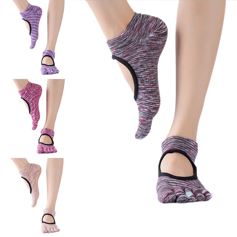 Однотонные дышащие нескользящие носки для фитнеса, хлопковые женские носки без пальцев с пятью пальцами Yuga, женские носки с пятью пальцами Yuga
