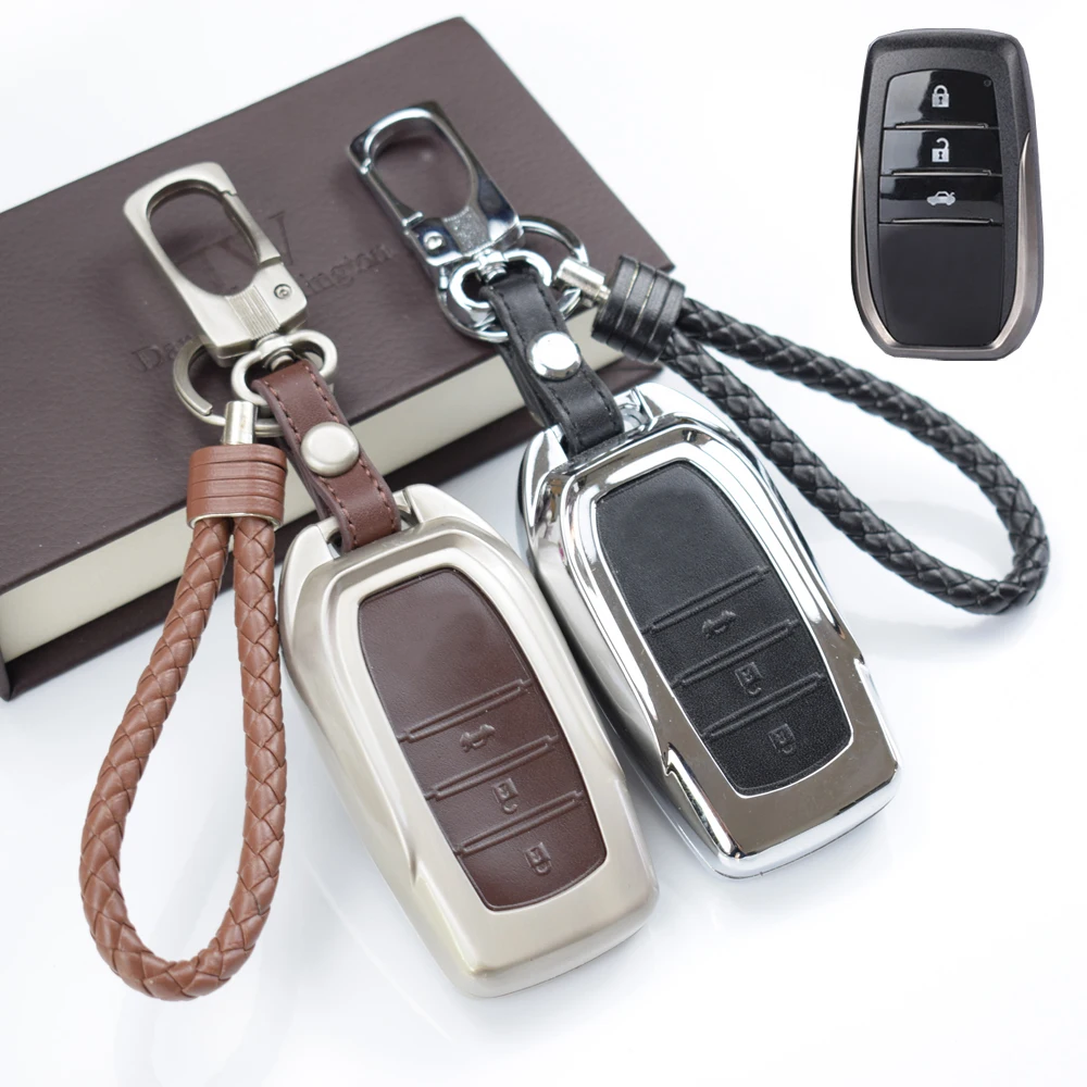

Zinc alloy 3 buttons Car Key Case For Toyota Highlander Land Cruiser Riez RAV4 Camry Prado Auto Key Cover Scratches Protector
