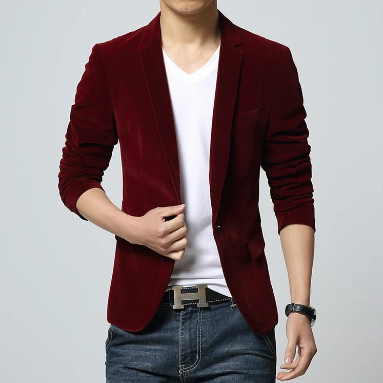 18メンズブレザーブランド服 カジュアルジャケットシングルボタンコーデュロイブレザー男性ドレススーツterno Masculinoプラスサイズ Blazers Aliexpress
