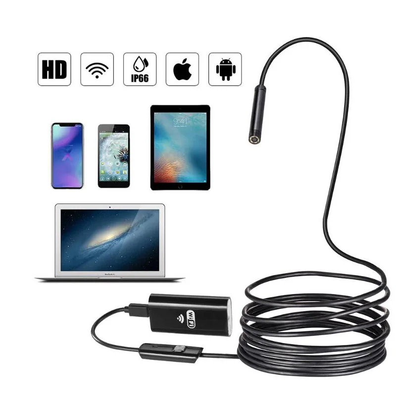

8mm wifi endoscope IP67 waterproof soft cable USB check camera endoscope IOS endoscope for Iphone Android