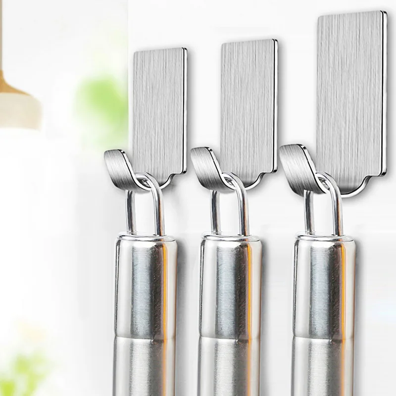 

Hoomall 6pcs/set Adhesive Wall Door Hook Kitchen Stainless Steel Hook Holder Hanger For Cooking Tools Door Wall Kitchen Tools