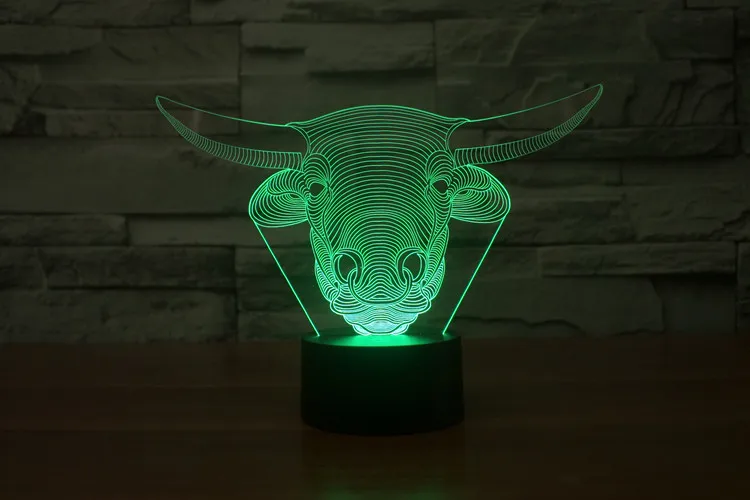 3D лампа ночник семь цветов Животные Многоцветный RGB лампа Рождественский Декор Детский подарок игрушки сенсорный пульт дистанционного управления настольная лампа
