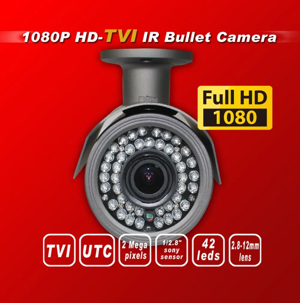 Бесплатная доставка HD TVI 1080P 1/2. 8 Sony Exmor Датчик Безопасности камера 42IR 2 8-12 мм м
