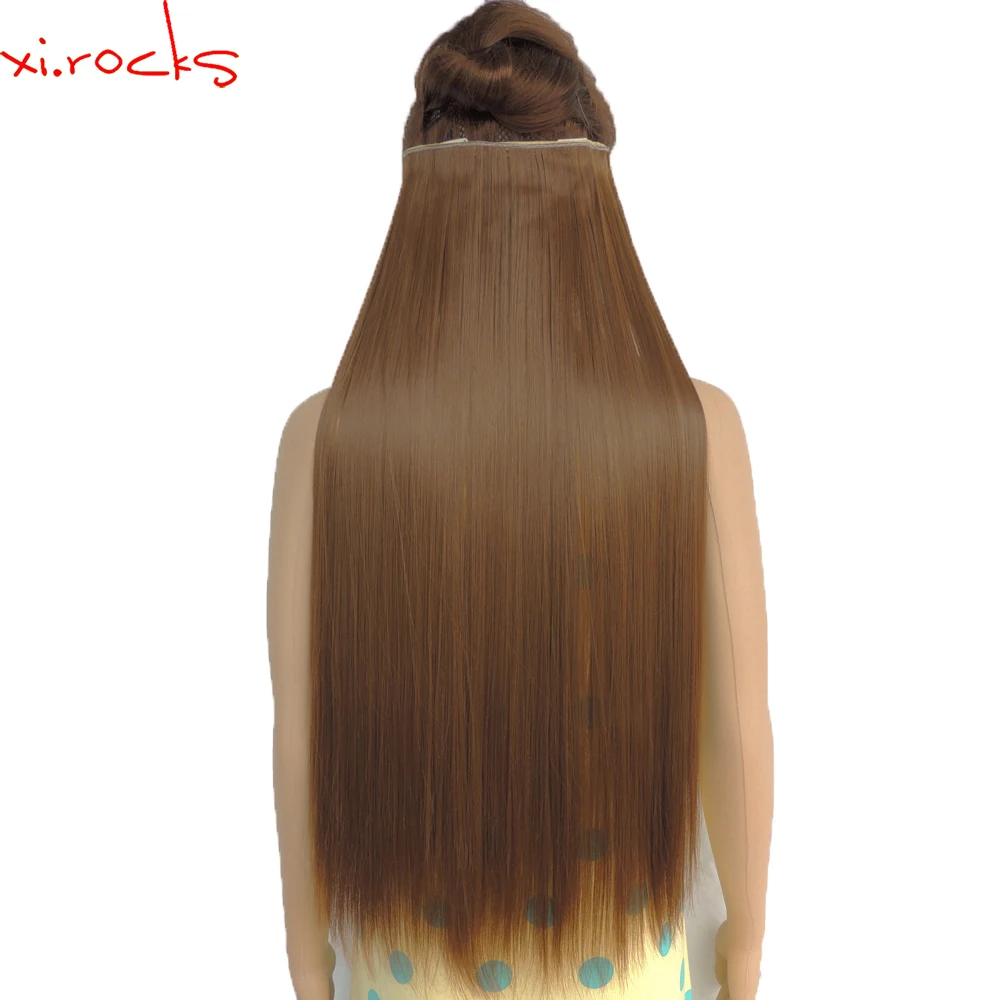 

5piece/Lot Xi.rocks Synthetic Clip in Hair Extension 28inch Length Straight 5 Hair Clips Hairpiece Matte Fiber Chocolate Color27