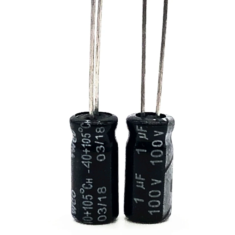 

40pcs/lot 100V 1UF 5*11 20% RADIAL aluminum electrolytic capacitor 1000nf 20%