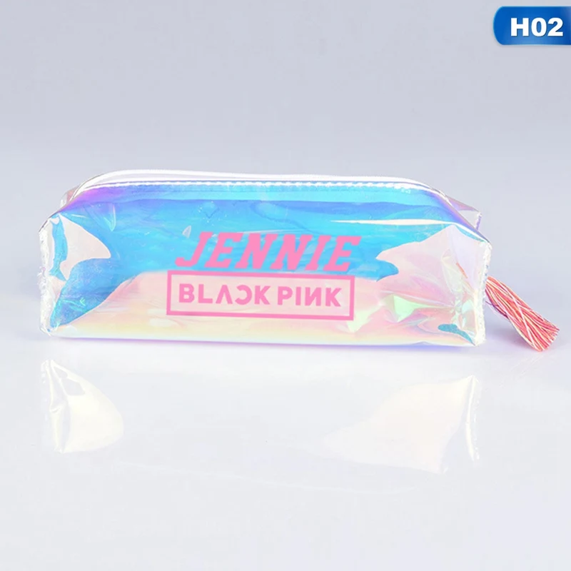 Kpop красочный лазер прозрачный пенал для карандаша, ручки Черный Розовый Модный Косметический макияж сумка Карандаш сумка, школьные принадлежности
