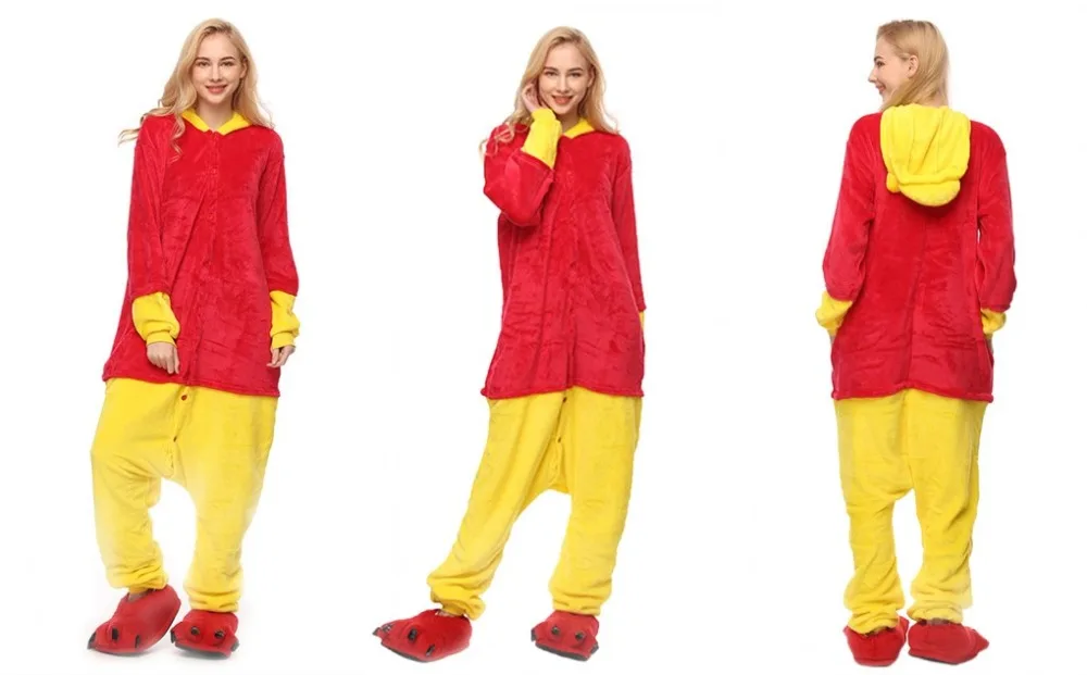 Унисекс пижамы с животными для взрослых Onesie Fire Dragon Bear ободок с ушками кошки, тигра коровы фланелевые Мультяшные милые теплые зимние пижамы для косплея