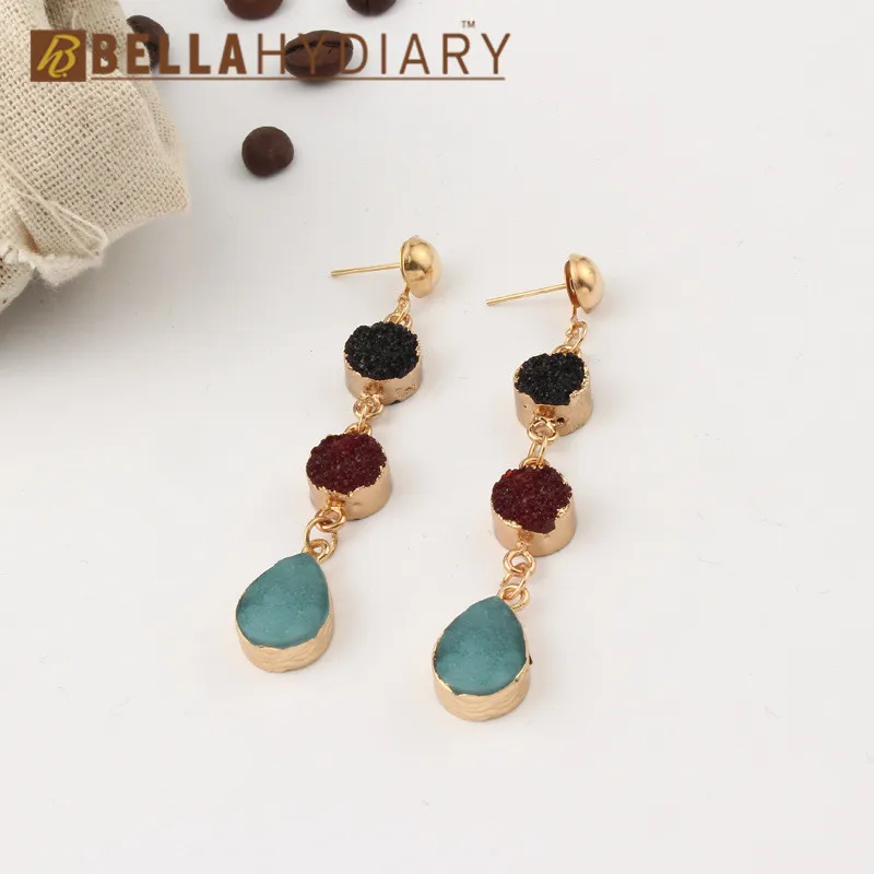 druzy earrings jewelry Ohrringe bijoux earings earring earing pendientes brinco big earrings vintage jewelry wedding earrings geometric earrings long earrings gifts for women resin earrings korean earrings (2)