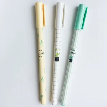 

1PC Colored Cactus Pattern Gel Pen DIY Kawaii Office Stationery and School Supplies Smooth Writing Black and Blue Ink Pen 0.5mm