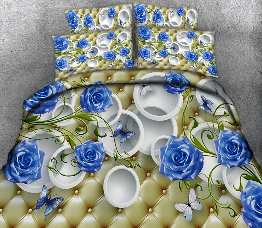 

Blue rose flower on a leather pattern 3d effect photo bed linen can be customized photo pattern