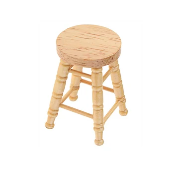 

2 pcs Wooden Table Stool 1:12 Dollhouse Miniature Furniture WL043