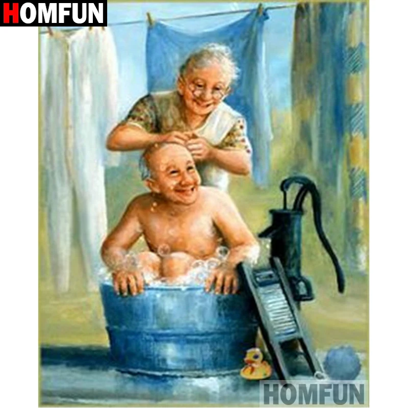 HOMFUN Full Square/Round Drill 5D DIY Diamond Painting &quotOil painting old man&quot Embroidery Cross Stitch Home Decor Gift A16956 | Дом и