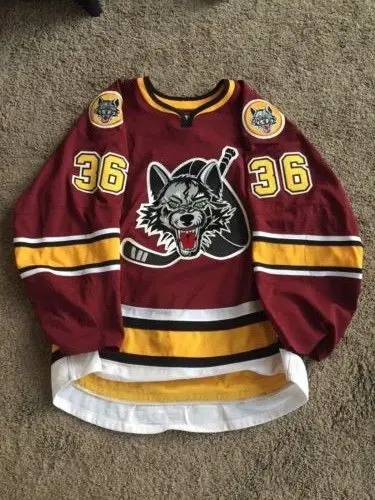 

#36 JUSTIN SELMAN AHL CHICAGO WOLVES throwback MEN'S Hockey Jersey Embroidery Stitched Customize any number and name