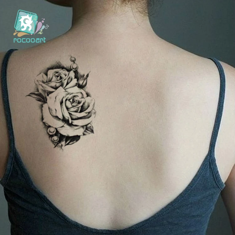 Rocooart эскиз розы водонепроницаемый поддельные татуировки Тати для женщин и мужчин временная татуировка наклейка задние руки флэш-тату хна Tatuaje