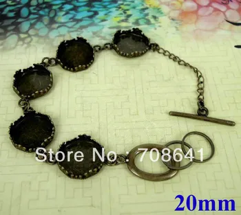 

Blank Bracelet Bases Settings 20mm Round Crown Bezel Tray Cabochon Bangle Bracelet Findings DIY Antique Bronze tone Wholesale