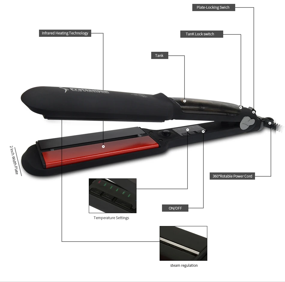 Alisador de Cabelo Profissional Infravermelho Vapor Ionic Ceramic Flat Iron 4 High Quality flat iron