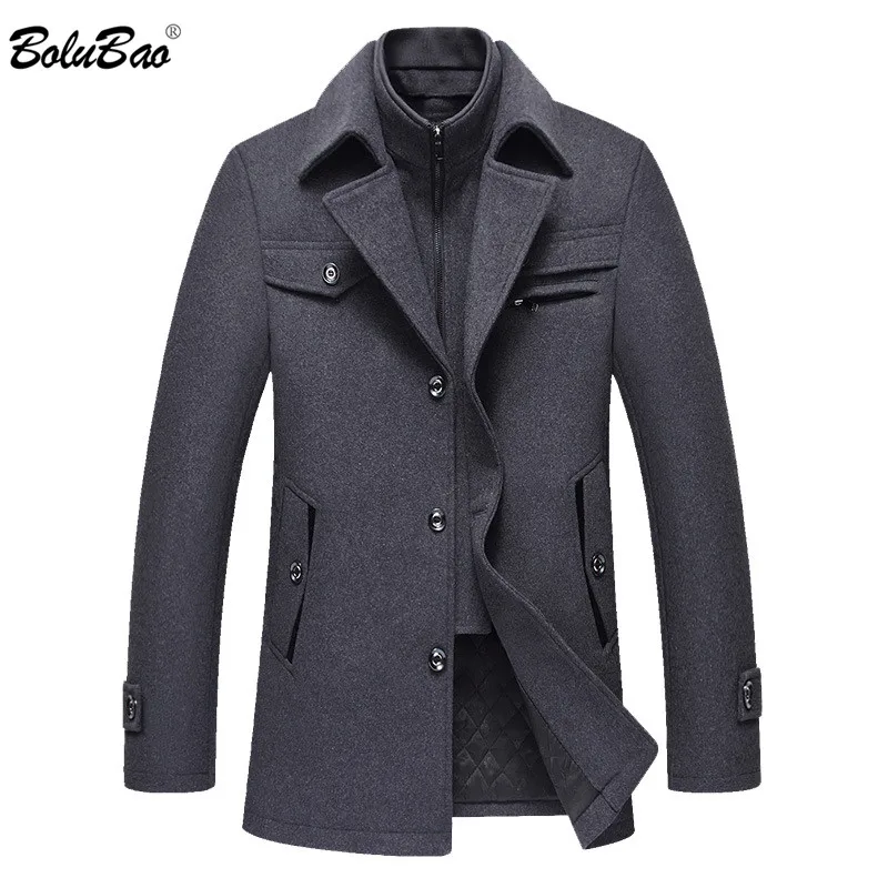 Kopen BOLUBAO Mannen Winter Wollen Jas mannen Mode Merk Comfortabele Warme Dikke Wol Blends Wollen Pea Coat Mannelijke Trenchcoat overjas