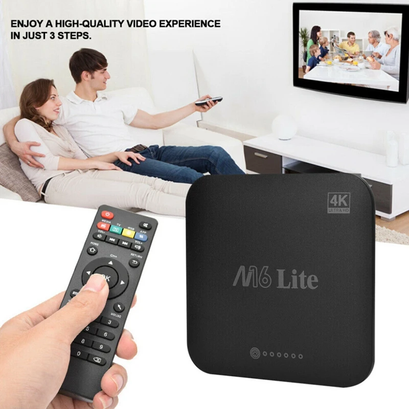 M16 Lite Android Smart Tv Box Ddr3 Emmc Rom телеприставка 4K 3D H.265 Wifi медиаплеер ТВ приемник с европейской вилкой