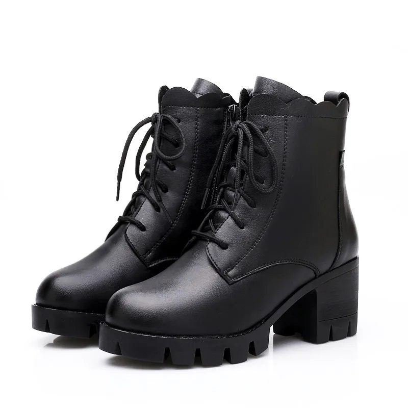 Najtaniej ASUMER big size 35 41fashion buty z prawdziwej skóry czarne platformy botki dla kobiet zimowe utrzymać ciepłe wełniane śniegowce kobiet