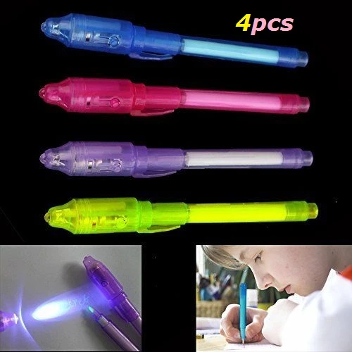 invisible ink pen with built-in uv