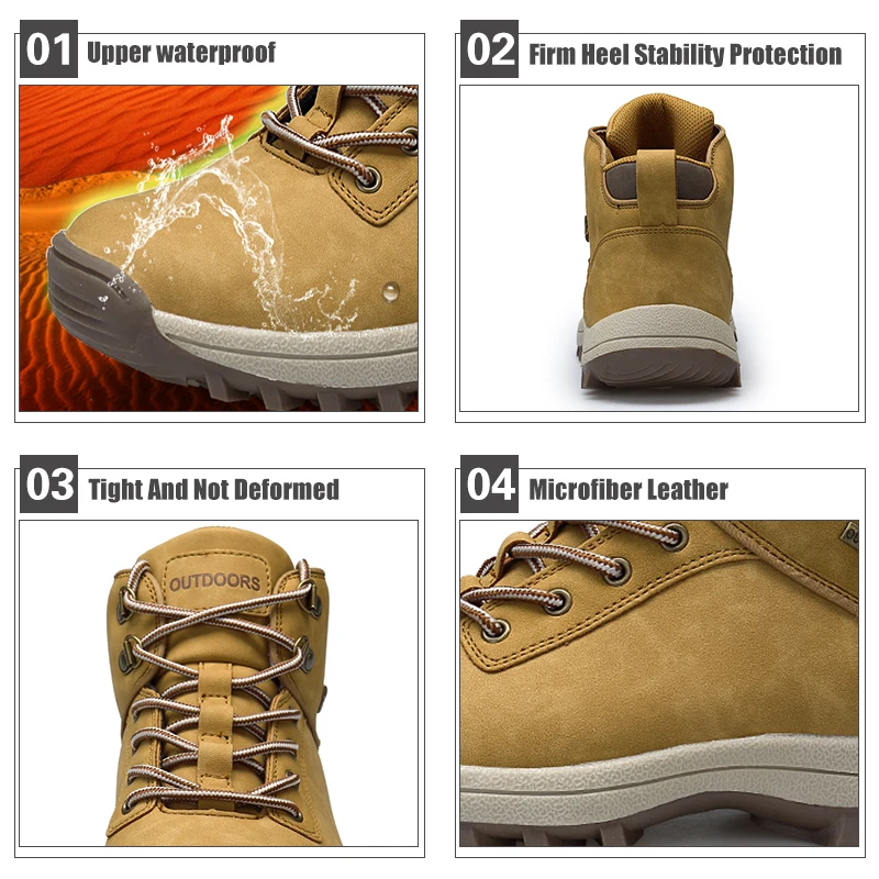 Cena QIANDA zawód mężczyźni górskie buty górskie zimowe wspinaczki sznurowane skórzane wodoodporne trekking na świeżym powietrzu buty marki Sneakers mężczyzna